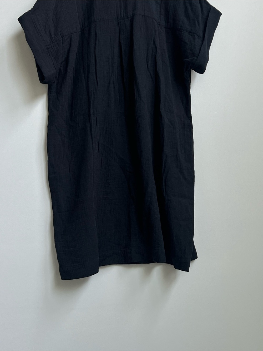 New J. Crew Factory Short-Sleeve Gauze Popover Dress Black Vacation Beach XL - Picture 16 of 16
